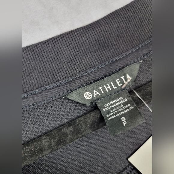 ATHLETA Retroterry V-Neck Sweatshirt Tee Sweater Vest Ivory In Black Size SP - Picture 11 of 15